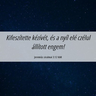 Picture 06 - Jeremiás siralmai 3:12 KAR - Kifeszítette kézívét, és a nyíl elé - Bible Verse Picture