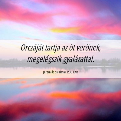 Picture 06 - Jeremiás siralmai 3:30 KAR - Orczáját tartja az õt verõnek, megelégszik - Bible Verse Picture