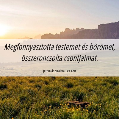 Picture 06 - Jeremiás siralmai 3:4 KAR - Megfonnyasztotta testemet és bõrömet, - Bible Verse Picture