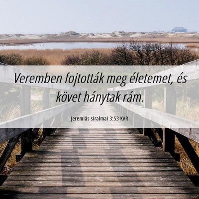 Picture 06 - Jeremiás siralmai 3:53 KAR - Veremben fojtották meg életemet, és követ - Bible Verse Picture