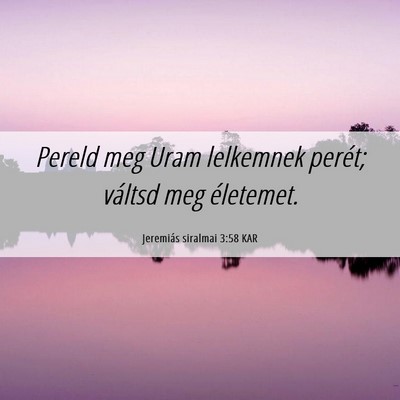 Picture 06 - Jeremiás siralmai 3:58 KAR - Pereld meg Uram lelkemnek perét; váltsd meg - Bible Verse Picture