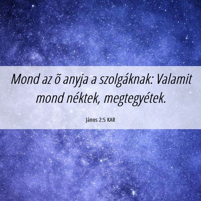 Picture 06 - János 2:5 KAR - Mond az õ anyja a szolgáknak: Valamit mond - Bible Verse Picture