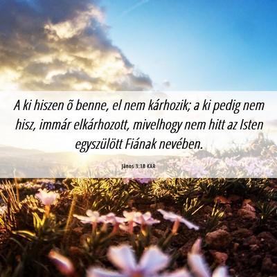 Picture 06 - János 3:18 KAR - A ki hiszen õ benne, el nem kárhozik; a ki - Bible Verse Picture