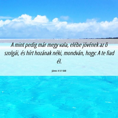 Picture 06 - János 4:51 KAR - A mint pedig már megy vala, elébe jövének az - Bible Verse Picture