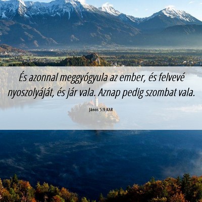 Picture 06 - János 5:9 KAR - És azonnal meggyógyula az ember, és felvevé - Bible Verse Picture