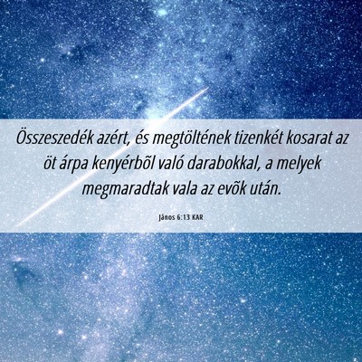 Picture 06 - János 6:13 KAR - Összeszedék azért, és megtöltének tizenkét - Bible Verse Picture