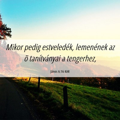 Picture 06 - János 6:16 KAR - Mikor pedig estveledék, lemenének az õ - Bible Verse Picture