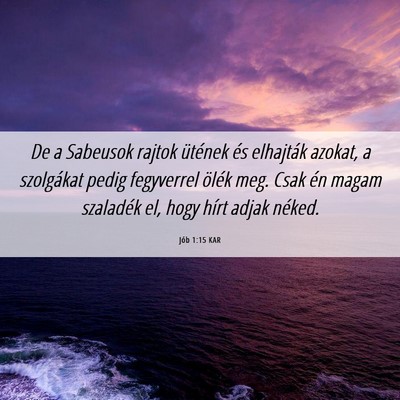 Picture 06 - Jób 1:15 KAR - De a Sabeusok rajtok ütének és elhajták - Bible Verse Picture