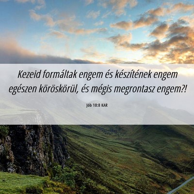 Picture 06 - Jób 10:8 KAR - Kezeid formáltak engem és készítének engem - Bible Verse Picture