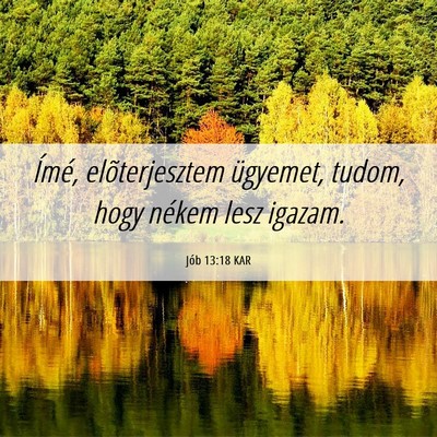 Picture 06 - Jób 13:18 KAR - Ímé, elõterjesztem ügyemet, tudom, hogy - Bible Verse Picture