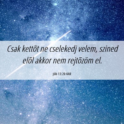 Picture 06 - Jób 13:20 KAR - Csak kettõt ne cselekedj velem, szined elõl - Bible Verse Picture