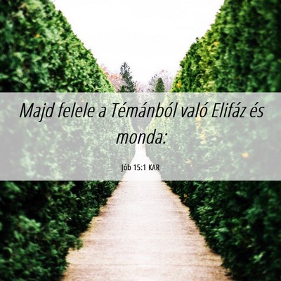 Picture 06 - Jób 15:1 KAR - Majd felele a Témánból való Elifáz és - Bible Verse Picture