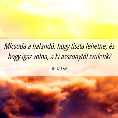 Picture 06 - Jób 15:14 KAR - Micsoda a halandó, hogy tiszta lehetne, és hogy - Bible Verse Picture
