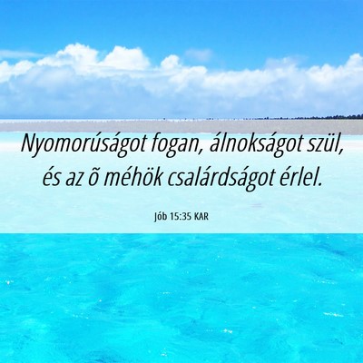 Picture 06 - Jób 15:35 KAR - Nyomorúságot fogan, álnokságot szül, és az - Bible Verse Picture
