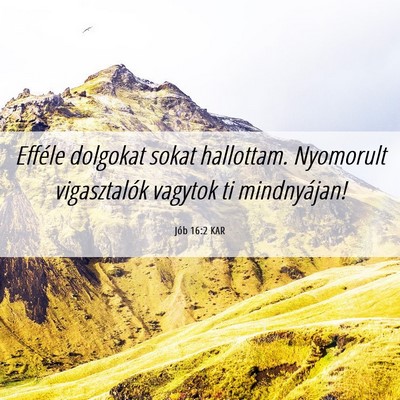 Picture 06 - Jób 16:2 KAR - Efféle dolgokat sokat hallottam. Nyomorult - Bible Verse Picture