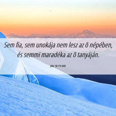 Picture 06 - Jób 18:19 KAR - Sem fia, sem unokája nem lesz az õ népében, - Bible Verse Picture