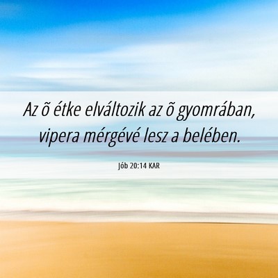 Picture 06 - Jób 20:14 KAR - Az õ étke elváltozik az õ gyomrában, vipera - Bible Verse Picture