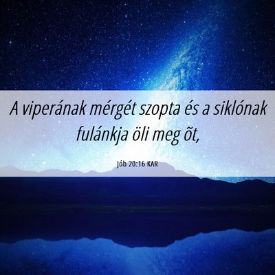 Picture 06 - Jób 20:16 KAR - A viperának mérgét szopta és a siklónak - Bible Verse Picture