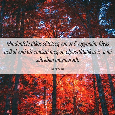 Picture 06 - Jób 20:26 KAR - Mindenféle titkos sötétség van az õ - Bible Verse Picture