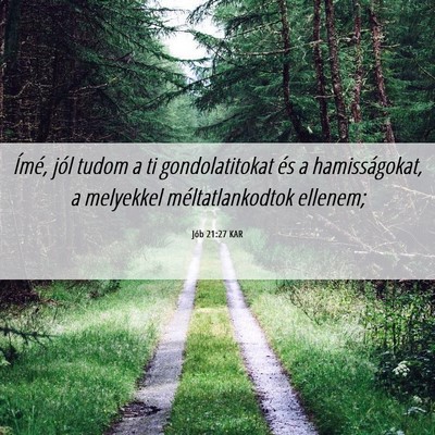 Picture 06 - Jób 21:27 KAR - Ímé, jól tudom a ti gondolatitokat és a - Bible Verse Picture