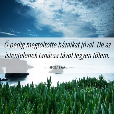 Picture 06 - Jób 22:18 KAR - Õ pedig megtöltötte házaikat jóval. De az - Bible Verse Picture