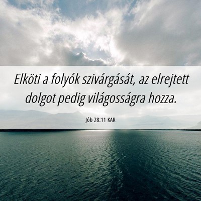Picture 06 - Jób 28:11 KAR - Elköti a folyók szivárgását, az elrejtett - Bible Verse Picture