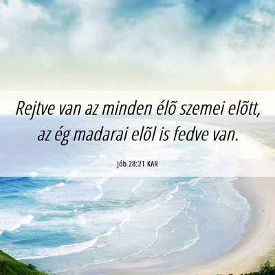 Picture 06 - Jób 28:21 KAR - Rejtve van az minden élõ szemei elõtt, az ég - Bible Verse Picture