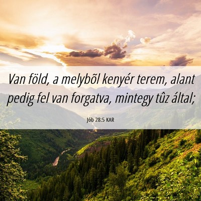 Picture 06 - Jób 28:5 KAR - Van föld, a melybõl kenyér terem, alant pedig - Bible Verse Picture