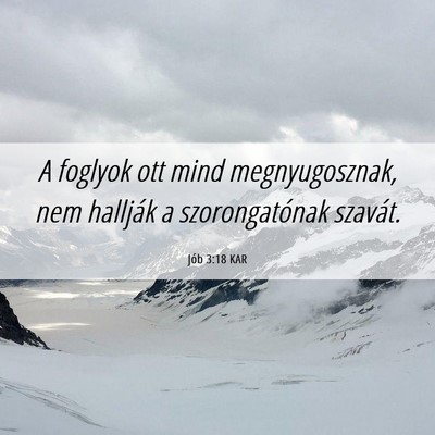 Picture 06 - Jób 3:18 KAR - A foglyok ott mind megnyugosznak, nem hallják a - Bible Verse Picture