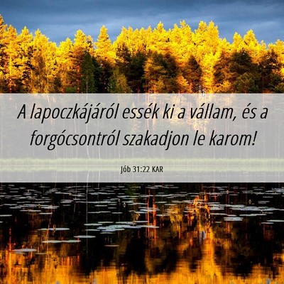 Picture 06 - Jób 31:22 KAR - A lapoczkájáról essék ki a vállam, és a - Bible Verse Picture