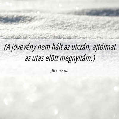 Picture 06 - Jób 31:32 KAR - (A jövevény nem hált az utczán, ajtóimat az - Bible Verse Picture