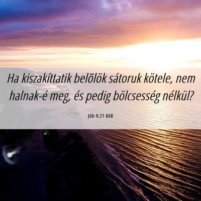 Picture 06 - Jób 4:21 KAR - Ha kiszakíttatik belõlök sátoruk kötele, nem - Bible Verse Picture