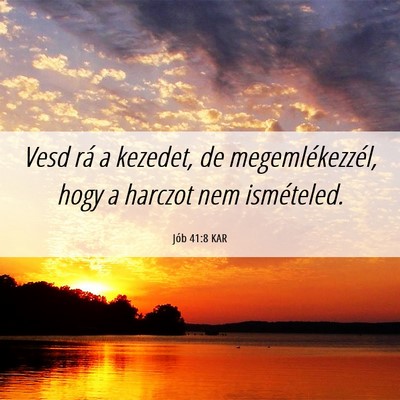 Picture 06 - Jób 41:8 KAR - Vesd rá a kezedet, de megemlékezzél, hogy a - Bible Verse Picture