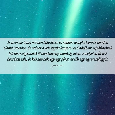 Picture 06 - Jób 42:11 KAR - És beméne hozzá minden fiútestvére és - Bible Verse Picture
