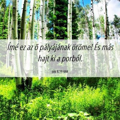 Picture 06 - Jób 8:19 KAR - Ímé ez az õ pályájának öröme! És más - Bible Verse Picture