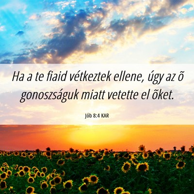 Picture 06 - Jób 8:4 KAR - Ha a te fiaid vétkeztek ellene, úgy az õ - Bible Verse Picture