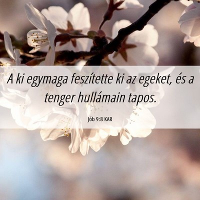 Picture 06 - Jób 9:8 KAR - A ki egymaga feszítette ki az egeket, és a - Bible Verse Picture