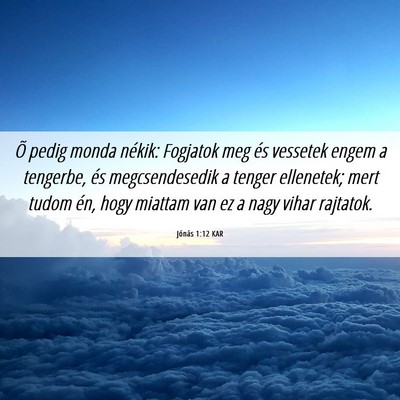 Picture 06 - Jónás 1:12 KAR - Õ pedig monda nékik: Fogjatok meg és vessetek - Bible Verse Picture