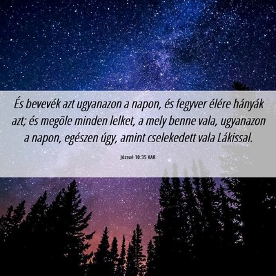Picture 06 - Józsué 10:35 KAR - És bevevék azt ugyanazon a napon, és fegyver - Bible Verse Picture