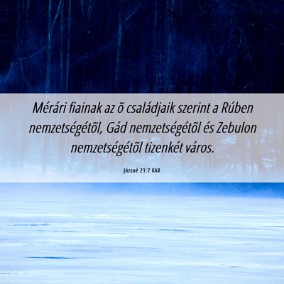 Picture 06 - Józsué 21:7 KAR - Mérári fiainak az õ családjaik szerint a - Bible Verse Picture