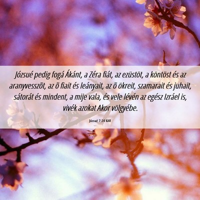 Picture 06 - Józsué 7:24 KAR - Józsué pedig fogá Ákánt, a Zéra fiát, az - Bible Verse Picture