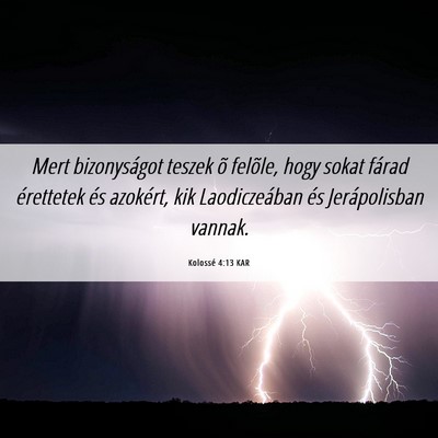 Picture 06 - Kolossé 4:13 KAR - Mert bizonyságot teszek õ felõle, hogy sokat - Bible Verse Picture