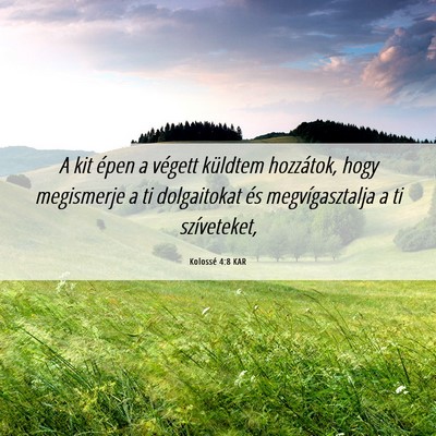 Picture 06 - Kolossé 4:8 KAR - A kit épen a végett küldtem hozzátok, hogy - Bible Verse Picture