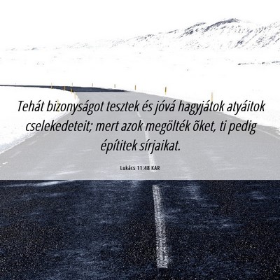 Picture 06 - Lukács 11:48 KAR - Tehát bizonyságot tesztek és jóvá hagyjátok - Bible Verse Picture