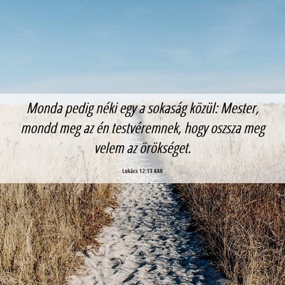 Picture 06 - Lukács 12:13 KAR - Monda pedig néki egy a sokaság közül: Mester, - Bible Verse Picture