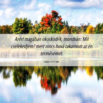 Picture 06 - Lukács 12:17 KAR - Azért magában okoskodék, mondván: Mit - Bible Verse Picture