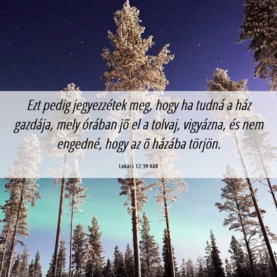 Picture 06 - Lukács 12:39 KAR - Ezt pedig jegyezzétek meg, hogy ha tudná a ház - Bible Verse Picture