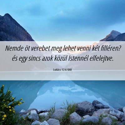 Picture 06 - Lukács 12:6 KAR - Nemde öt verebet meg lehet venni két filléren? - Bible Verse Picture