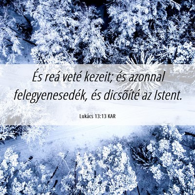 Picture 06 - Lukács 13:13 KAR - És reá veté kezeit; és azonnal - Bible Verse Picture