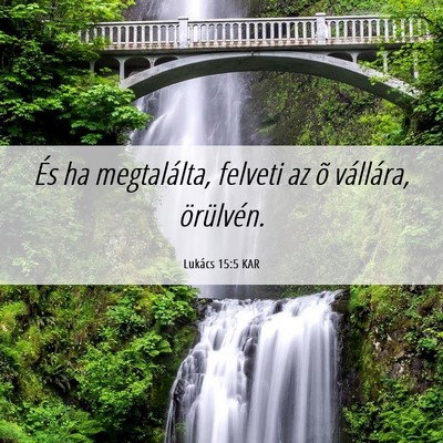 Picture 06 - Lukács 15:5 KAR - És ha megtalálta, felveti az õ vállára, - Bible Verse Picture